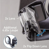 MAGNIFIER HEAD VISOR MULTI POWER DUAL LENS DUAL LED LIT 1.9X 4.5X