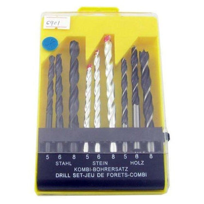DRILL BIT METAL/CONCRETE/WOOD ASSORTED 9PC/SET