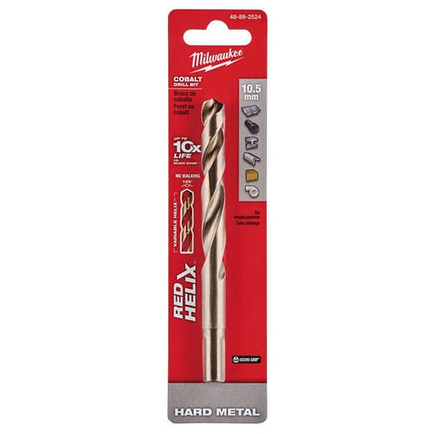 DRILL BIT METRIC RED HELIX 10.5MM COBALT HARD METAL