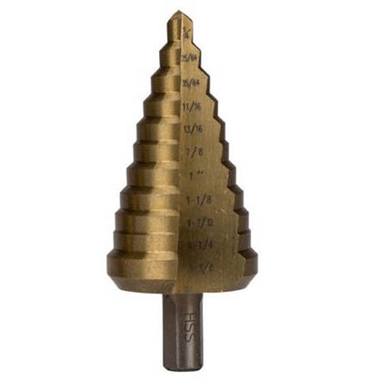 STEP DRILL BIT 1/4-1 3/8IN HSS WITH TITANIUM COATING