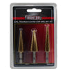 STEP DRILL BIT 3PC SET 3/16-1/2 1/4-3/4 1/8-1/2IN
