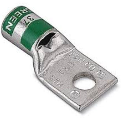 GROUND LUG 1AWG STUD 3/8IN GREEN 37 STRAIGHT