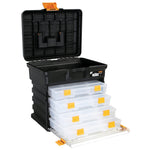 TOOL CASE EMPTY 14X12X9 INCH BLK WITH REMOVABLE TRAYS{{