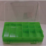 COMPONENT BOX 8X5X1.5IN GREEN 11 COMPARTMENTS FLIP SIDES CLEAR