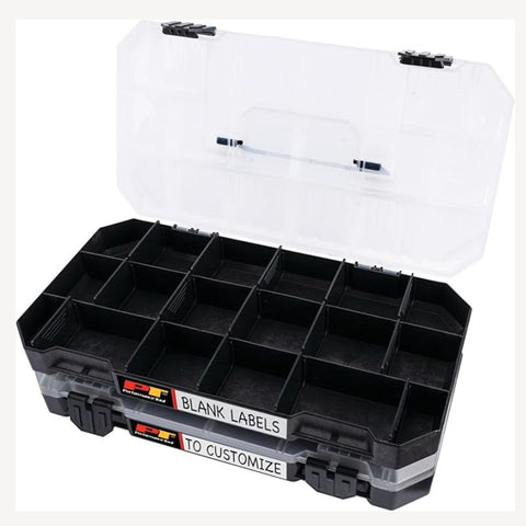 STORAGE BOX 11.6X6.25X1.75IN 2PC STACKABLE 18BINS/CASE DIVIDERS