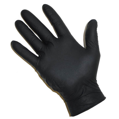 GLOVES NITRILE LATEX DISPOSABLE BLACK ONE SIZE FITS MOST