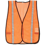 SAFETY VEST 1IN REFLECTIVE TAPE FLUORESCENT POLYESTER MESH ORNGE