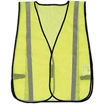 SAFETY VEST 1IN REFLECTIVE TAPE FLUORESCENT POLYESTER MESH LIME