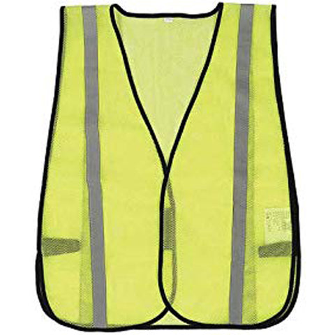 SAFETY VEST 1IN REFLECTIVE TAPE FLUORESCENT POLYESTER MESH LIME