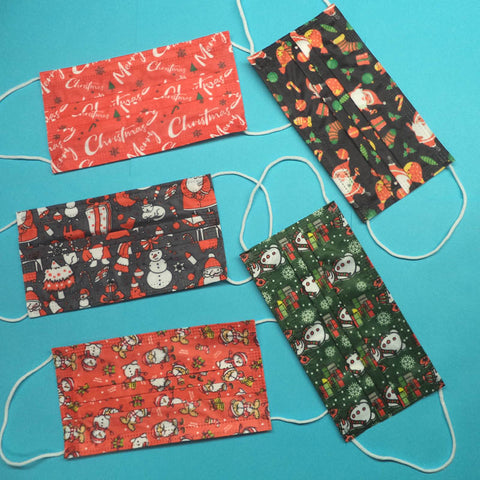 FACE MASK DISPOSABLE CHRISTMAS WITH EAR LOOP ASSORTED