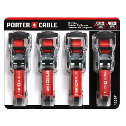 TIE DOWNS SET RACTHET 1.5IN X 16 FT 1100LBS LOAD LIMIT