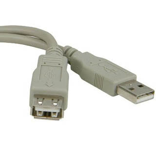 USB CABLE A-A MALE/FEM 3FT 2.0 CLEAR