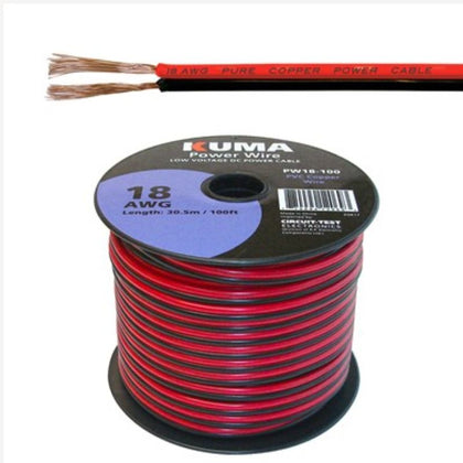 DC WIRE 18AWG RED/BLK PAIR 100FT