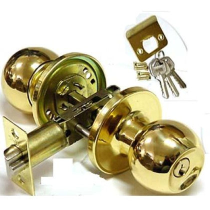 ENTRANCE LOCK W/BUTTON GOLD PLAT PLATED