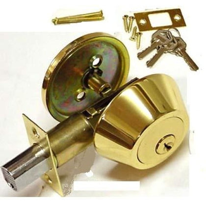 DEADBOLT LOCK GOLD PLATED 2 KEYS