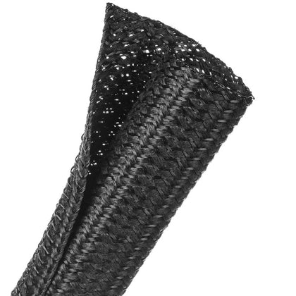 SELF WRAP FLEX 3/4IN BLK 50FT POLY BRAIDED F6N WOVEN SLEEVING