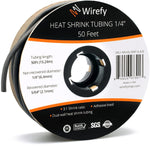 TUBING HST 1/4INX50FT DW BLK 3:1 roll w/adhesive