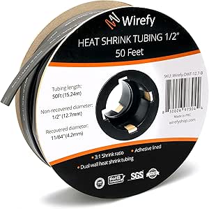 TUBING HST 1/2INX50FT DW BLK 3:1 ROLL W/ADHESIVE