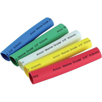TUBING HST 3/8INX3IN DW ASSORTED ADHE RED/BLU/WHT/YEL/GRN 5PC/SET