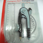 COMPASS AND RULER SET 3PCS COMPASS WITH PENCIL  PROTRACTOR