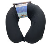 TRAVEL PILLOW MEMORY FOAM BLACK REMOVABLE SLIP W/ZIPPER CLOSURE