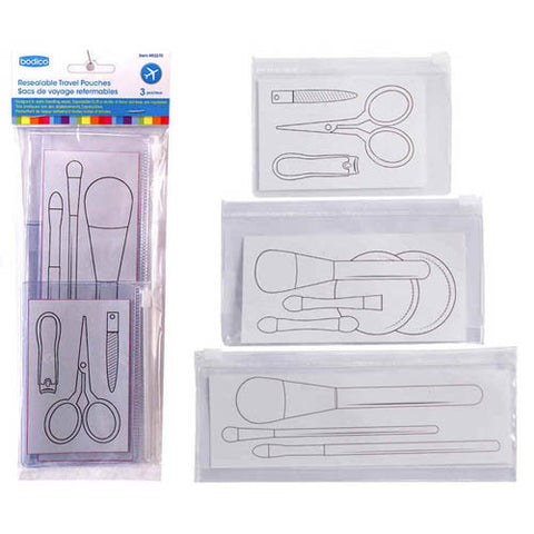 CARRY-ON KIT FOR TRAVEL WITH 3-PC CLEAR POUCHES