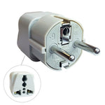 TRAVEL ADAPTER 3P EUROPEAN PLUG TO UNIVERSAL JACK WITH GROUND