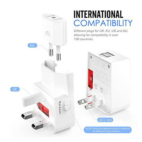 TRAVEL ADAPTER PLUG 3PCS/SET WITH 2USB PORTS