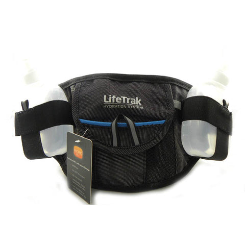 HYDRATION BELT W/SECURE STORAGE AND W/DUAL 6OZ SPORT BOTTLES