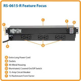 POWER BAR RACK MOUNT 6 O/LET REAR FACING 15FT CORD 1U SPACE