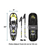 SNOWSHOES KIT ADULT 9X30IN BLK WEIGHT CAPACITY 201-250LBS