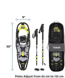 SNOWSHOES KIT ADULT 9X30IN BLK WEIGHT CAPACITY 201-250LBS