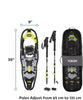 SNOWSHOES KIT ADULT 9X30IN BLK WEIGHT CAPACITY 201-250LBS