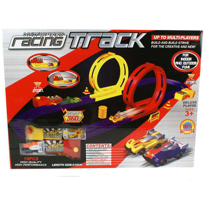 RACING TRACK W/DOUBLE LOOP PLAYSET 18PCS/SET