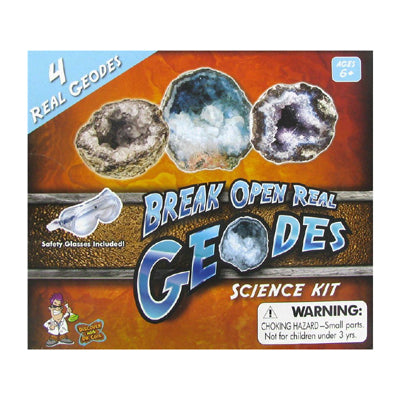 BREAK OPEN REAL GEODES SCIENCE KIT WITH 4 REAL GEODES