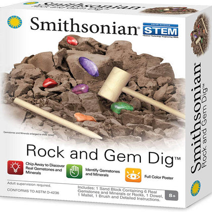 ROCK & GEM DIG STONES WITH MALLET DOWELL POUCH INSTRUCTIONS