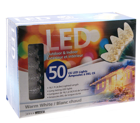LED STRING LIGHT 50 BULBS WARM WHITE 16.7FT INDOOR/OUTDOOR