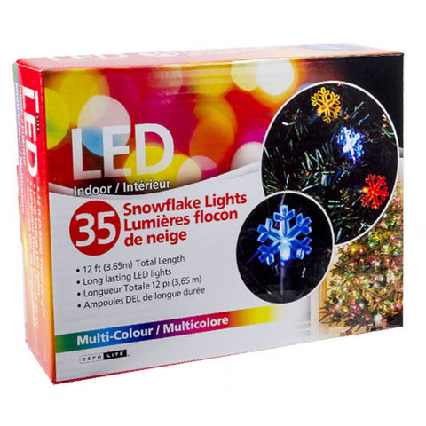 LED SNOWFLAKE LIGHT 12FT MULTI-COLOR INDOOR 35 LED LIGHTS