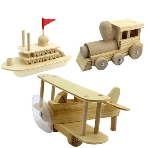 BUILD IT YOURSELF TRAIN/BOAT PLANE WOODEN CONSTRUCTION KIT