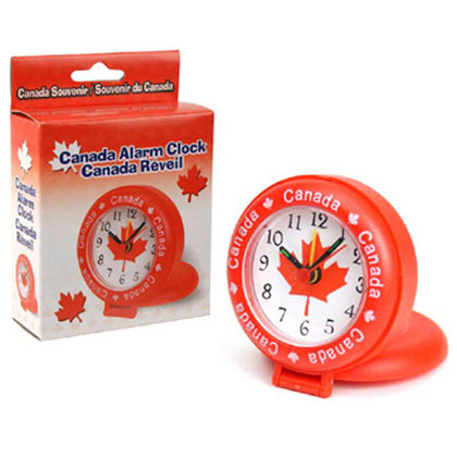 CANADA SOUVENIR ALARM CLOCK 3INCH DIA REQUIRES 1XAA BATTERY