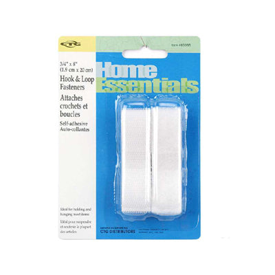 VELCRO HOOK & LOOP 19MM X 20 CM ADHESIVE WHITE