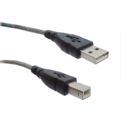 USB CABLE A-B MALE/MALE 6FT CLEAR SHLD