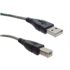 USB CABLE A-B MALE/MALE 6FT CLEAR SHLD