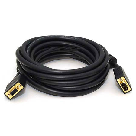 VGA EXT CABLE DBHD15M/F 15FT IN-WALL BLACK GOLD PLATED