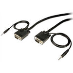 VGA M/M W/AUDIO CABLE 15FT CL2 IN-WALL BLACK GOLD PLATED