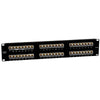 PATCH PANEL 48PORT CAT5E BLK 2U RACK MOUNT 110 45DEG UP PORTS
