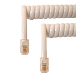 MODULAR CABLE 4P4C M/M 6FT CURLY WHITE