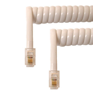 MODULAR CABLE 4P4C M/M 12FT CURLY WHITE