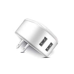 USB WALL CHARGER DUAL 5VDC@2.1A TOTAL W/ LED TOUCH LIGHT