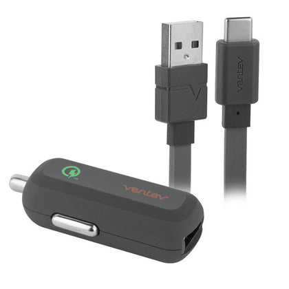 USB CAR CHARGER 5VDC 2.4A RAPID CHARGE WITH USB A TO C 2.0 CABLE